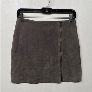 BLANKNYC 2 way Zipper Suede Leather Mini Skirt SZ 26 / Small Gray EUC